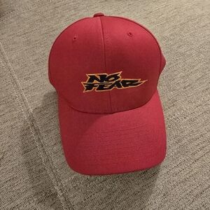 Vintage 90s No Fear FLEXFIT Red, Orange, Black, Embroidered Baseball Cap Hat O/S